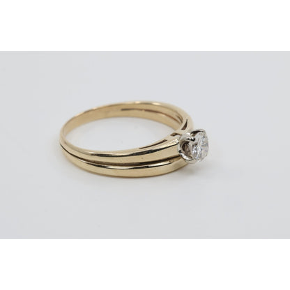 13K Yellow Gold Solitaire Diamond Engagement Ring