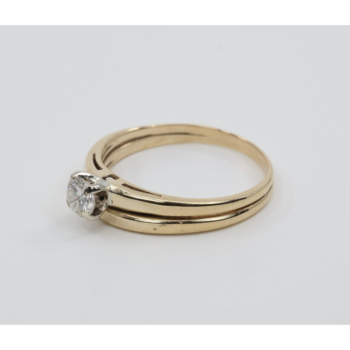 13K Yellow Gold Solitaire Diamond Engagement Ring