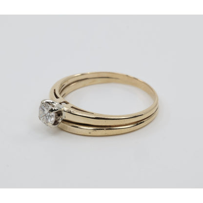 13K Yellow Gold Solitaire Diamond Engagement Ring