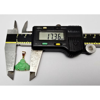 18K Yellow Gold Small Sized Green Jade Buddha Charm Pendant