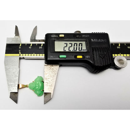 18K Yellow Gold Small Sized Green Jade Buddha Charm Pendant