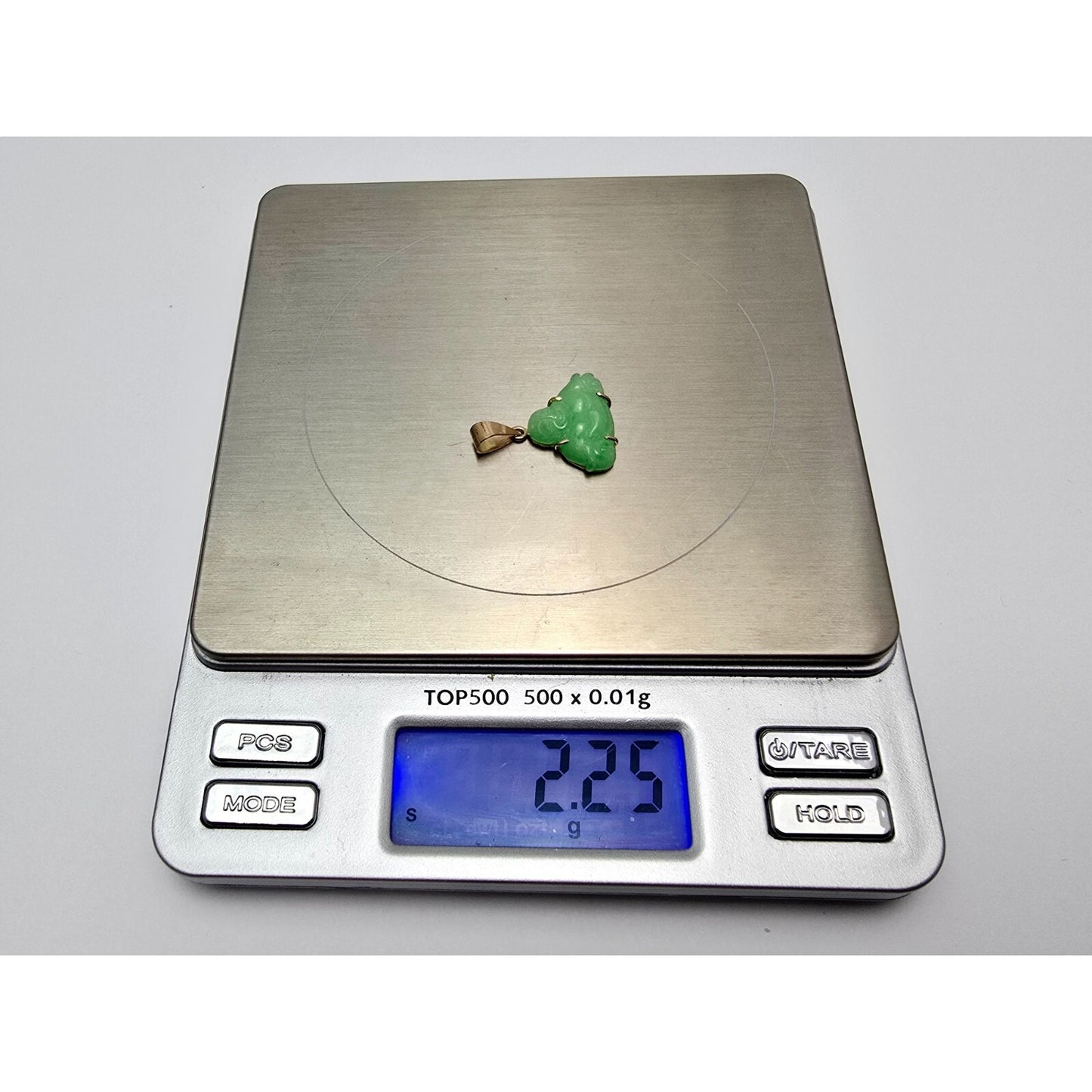 18K Yellow Gold Small Sized Green Jade Buddha Charm Pendant