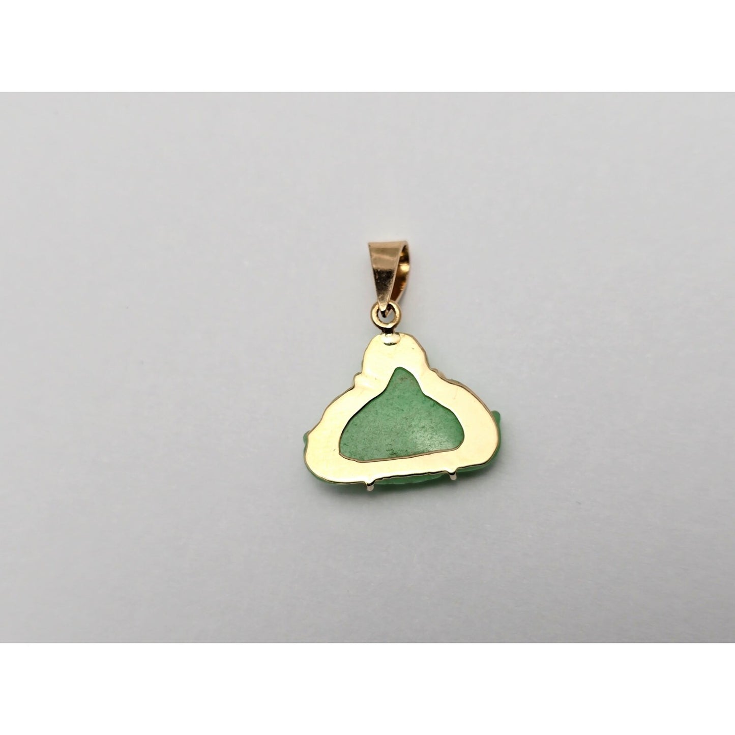 18K Yellow Gold Small Sized Green Jade Buddha Charm Pendant