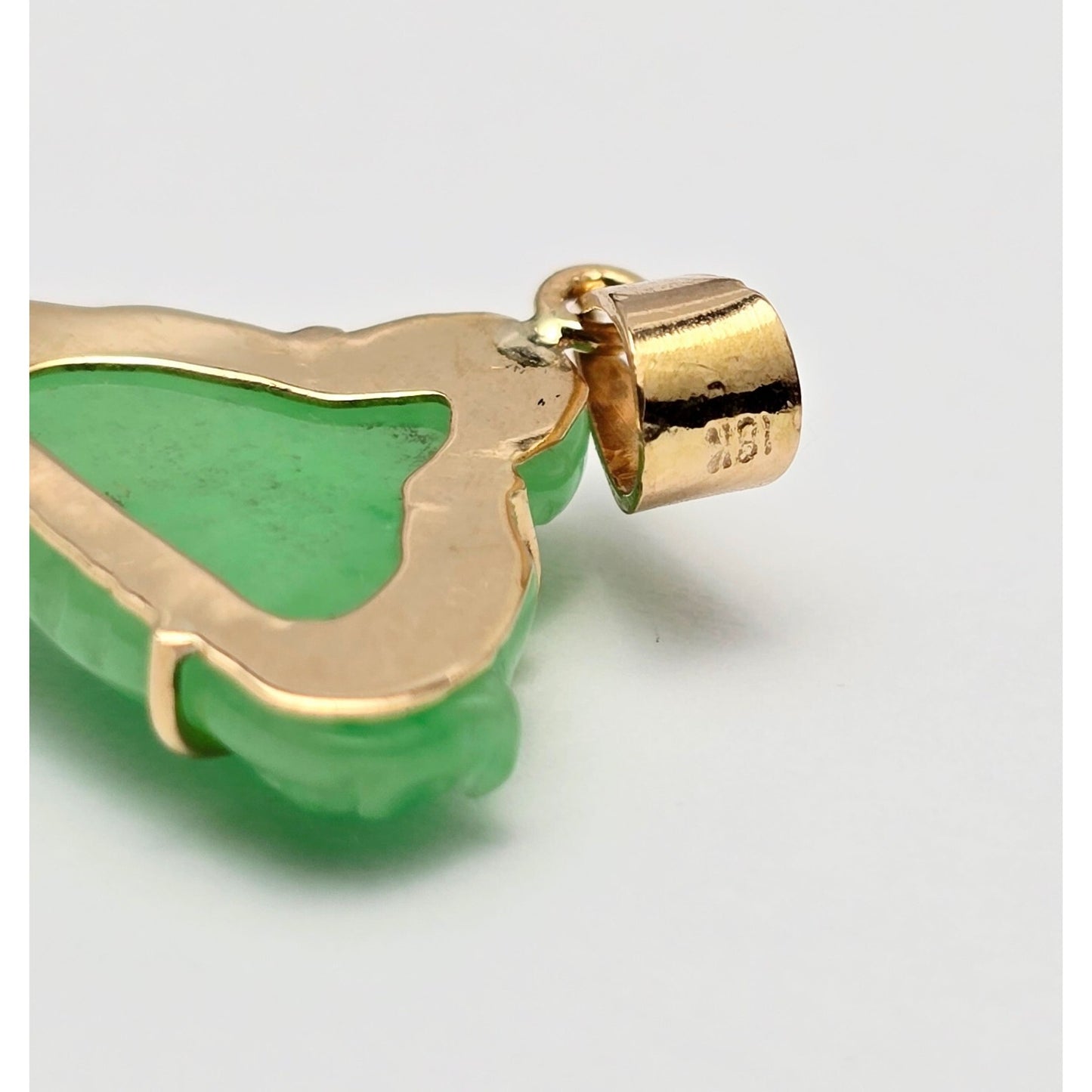 18K Yellow Gold Small Sized Green Jade Buddha Charm Pendant