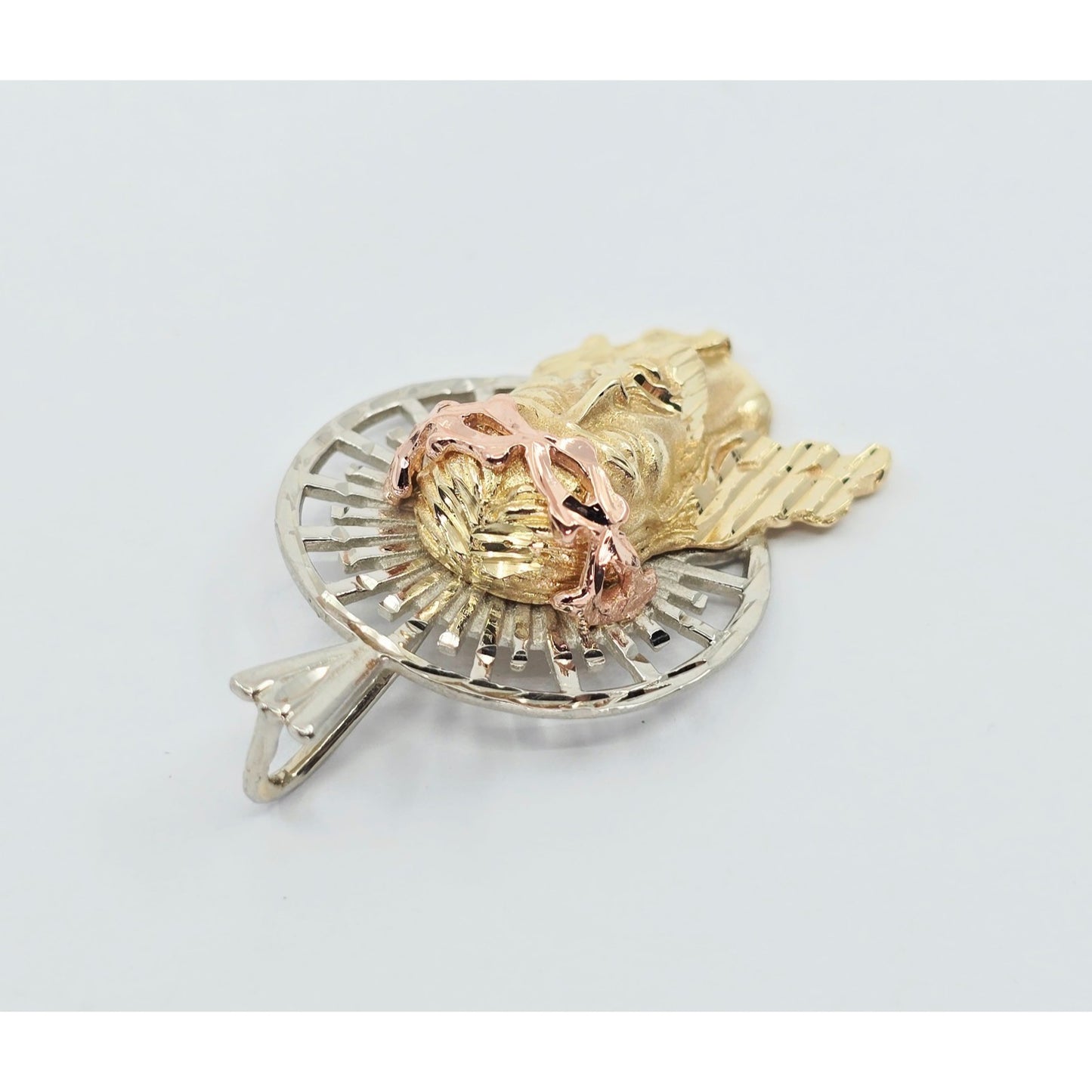 14K Two Tone Gold Religious Jesus Head Charm Pendant