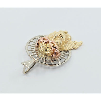 14K Two Tone Gold Religious Jesus Head Charm Pendant