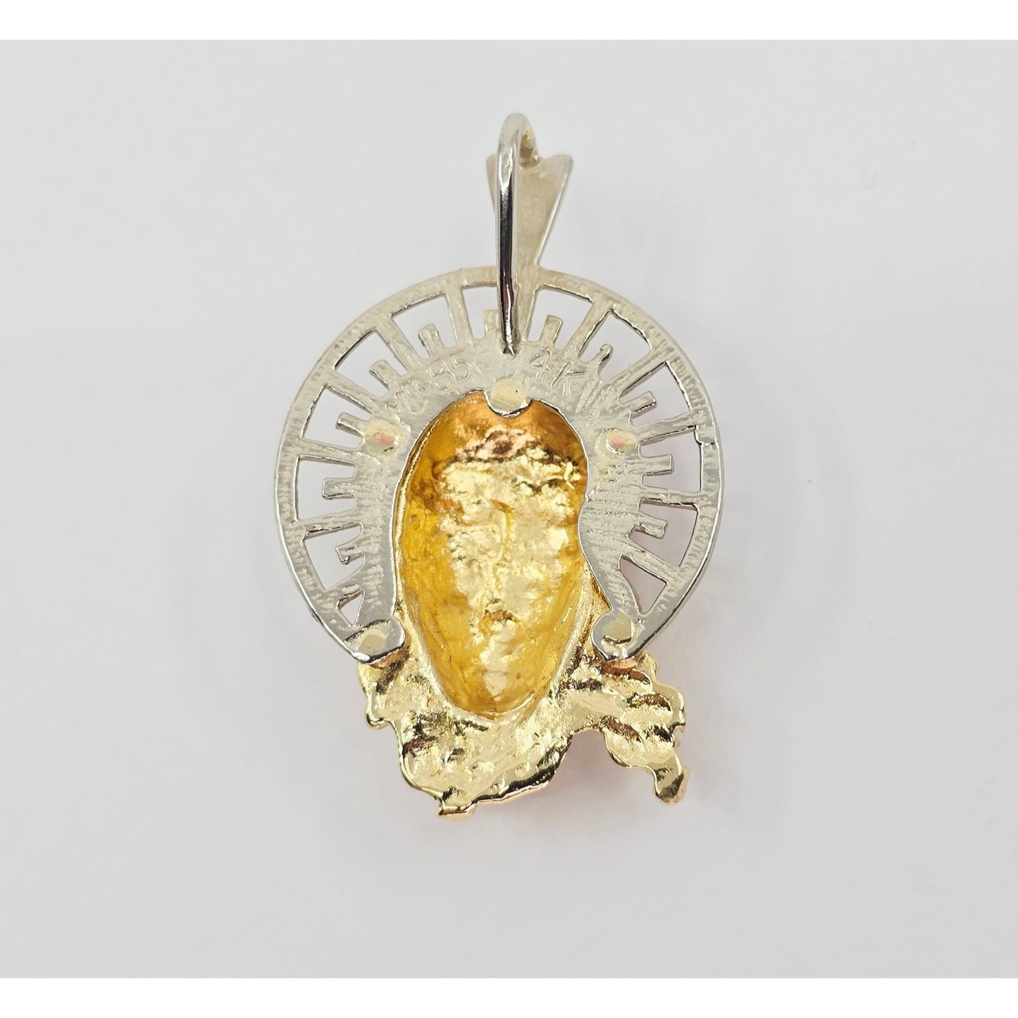 14K Two Tone Gold Religious Jesus Head Charm Pendant