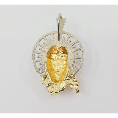 14K Two Tone Gold Religious Jesus Head Charm Pendant