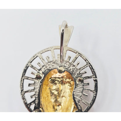 14K Two Tone Gold Religious Jesus Head Charm Pendant