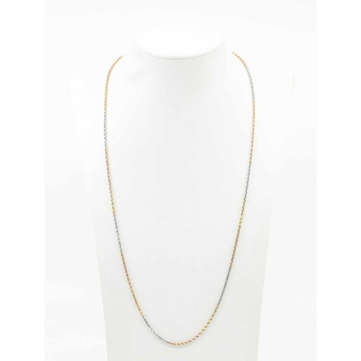 14K Tri Tone Gold Rope Chain Necklace