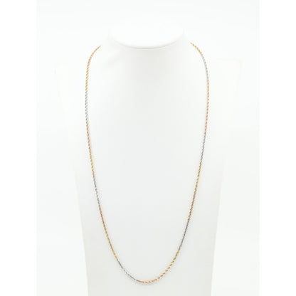 14K Tri Tone Gold Rope Chain Necklace