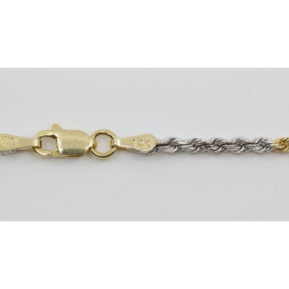 14K Tri Tone Gold Rope Chain Necklace