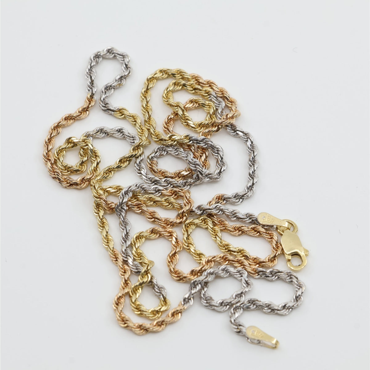 14K Tri Tone Gold Rope Chain Necklace