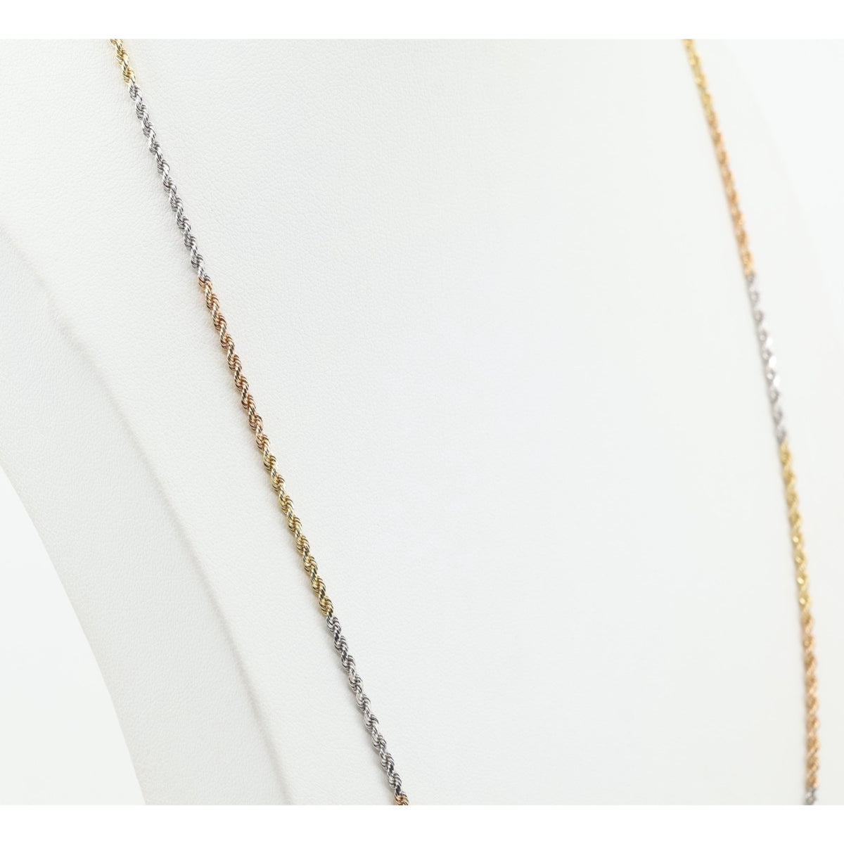14K Tri Tone Gold Rope Chain Necklace