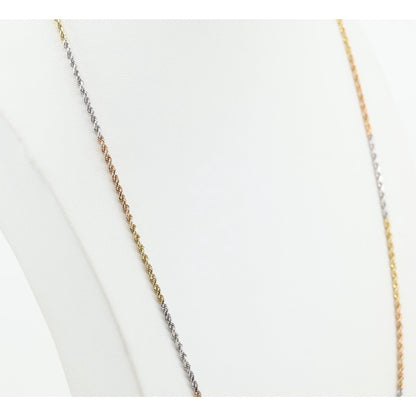 14K Tri Tone Gold Rope Chain Necklace