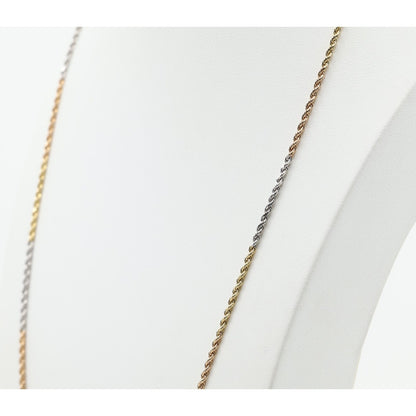 14K Tri Tone Gold Rope Chain Necklace