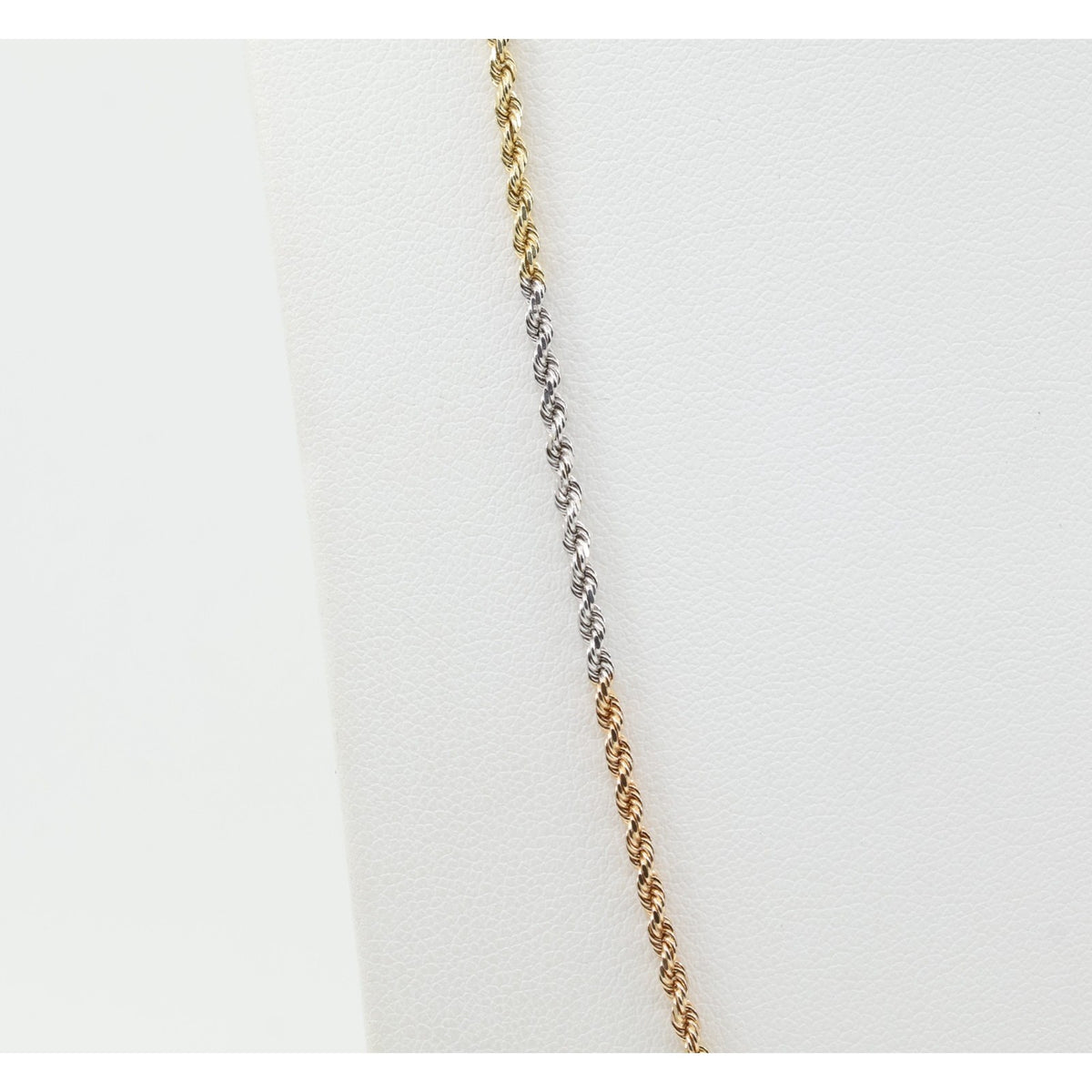 14K Tri Tone Gold Rope Chain Necklace