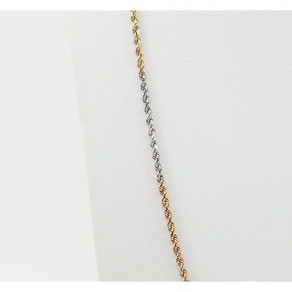 14K Tri Tone Gold Rope Chain Necklace