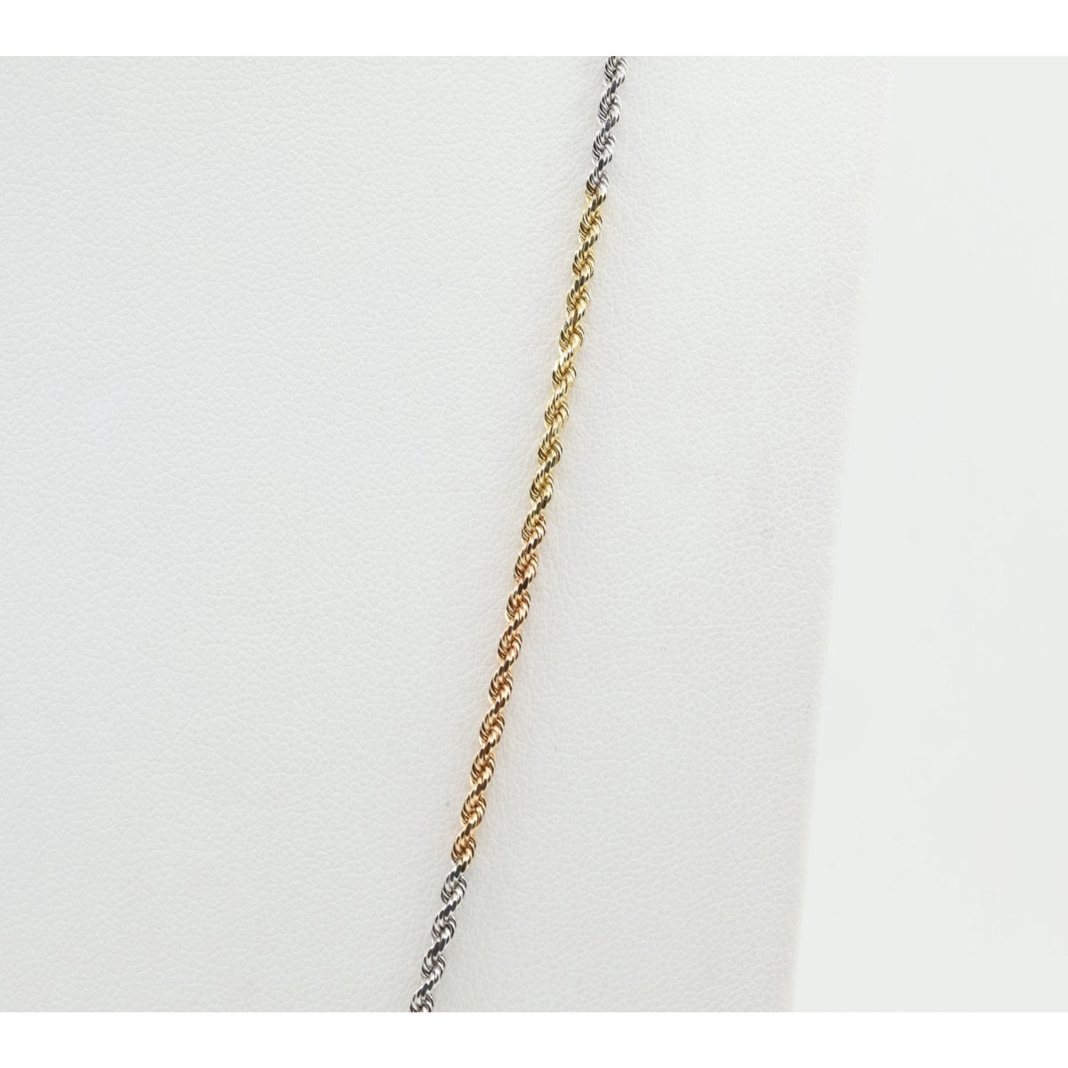 14K Tri Tone Gold Rope Chain Necklace