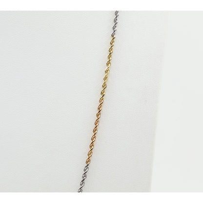 14K Tri Tone Gold Rope Chain Necklace