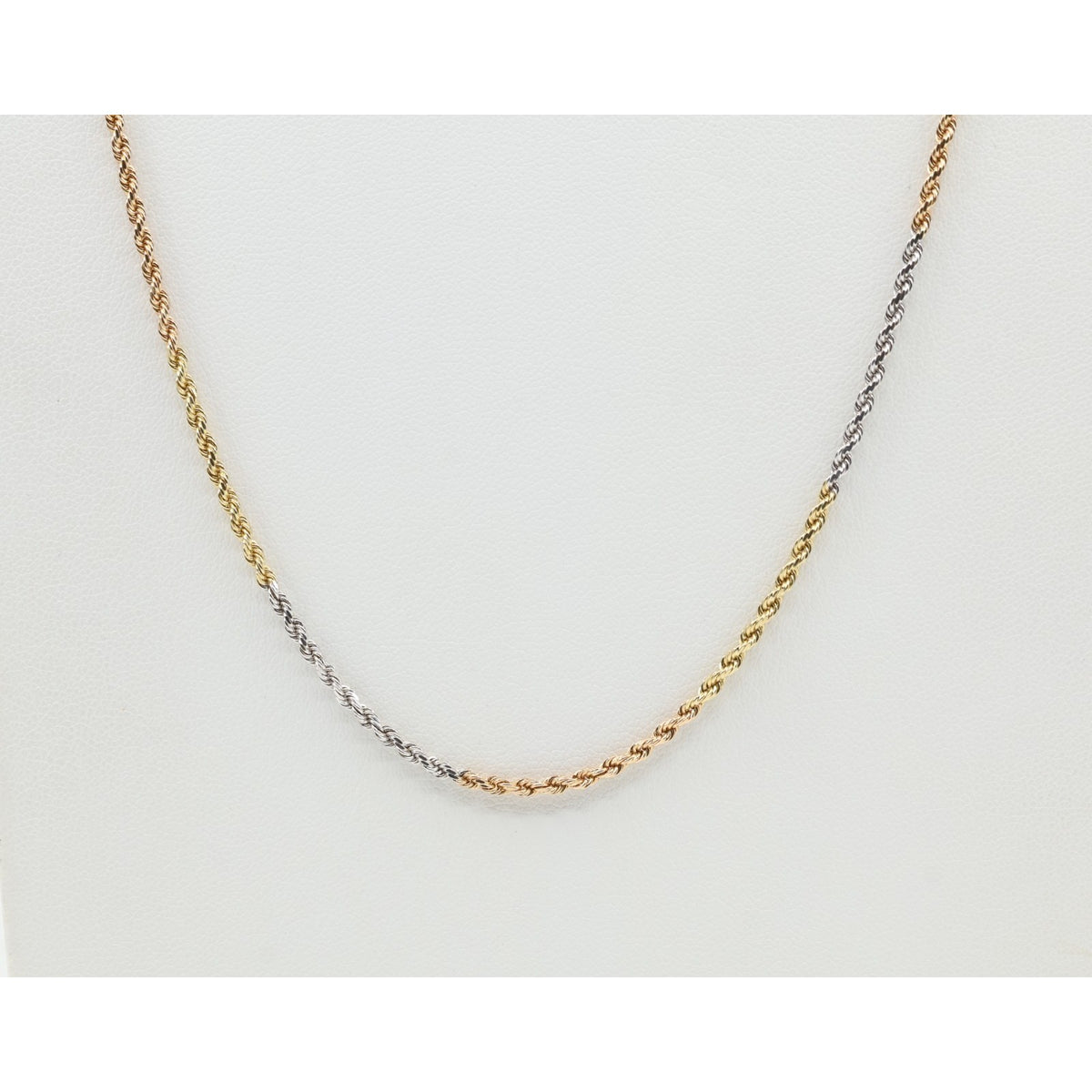 14K Tri Tone Gold Rope Chain Necklace
