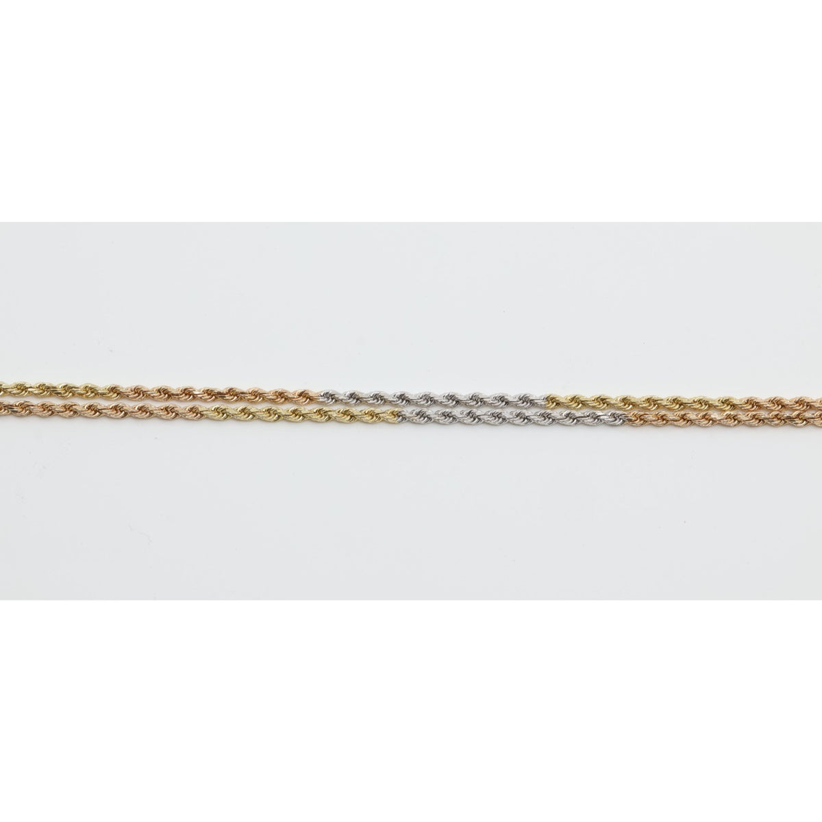 14K Tri Tone Gold Rope Chain Necklace