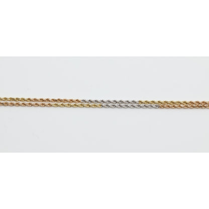 14K Tri Tone Gold Rope Chain Necklace