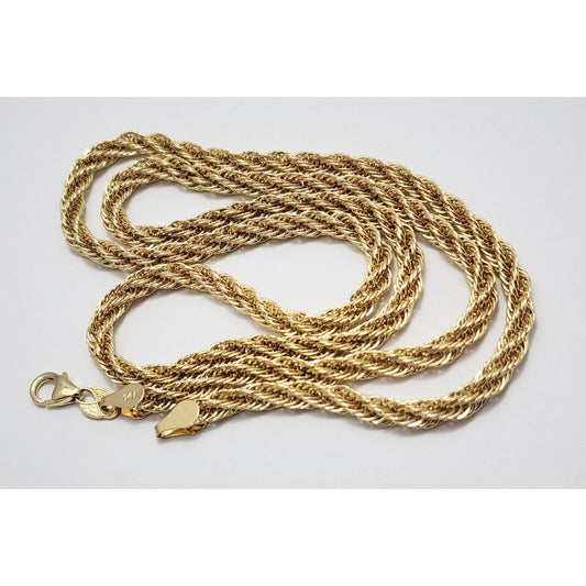 14K Yellow Gold Rope Chain Necklace