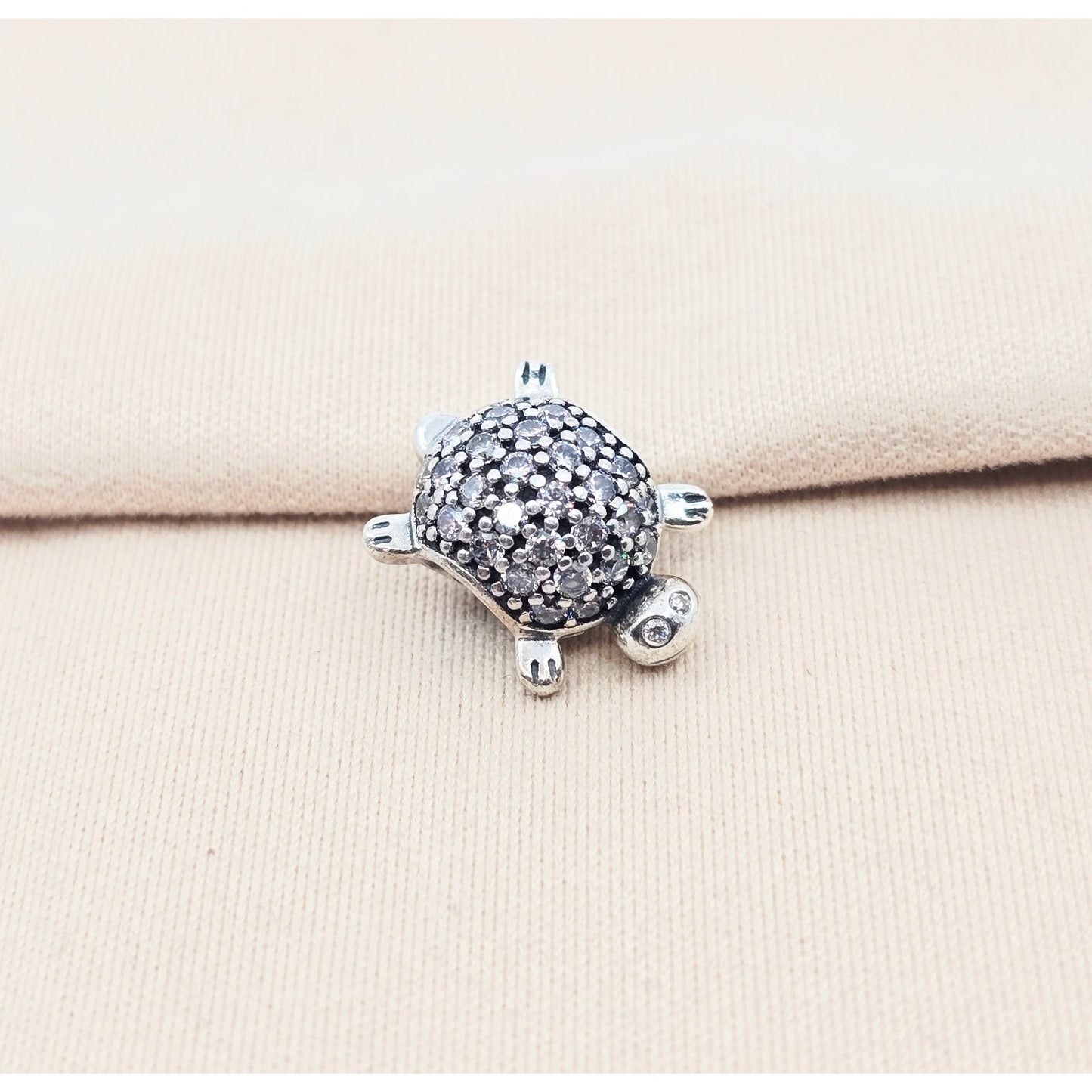 Pandora Sterling Silver S925 Sea Turtle Pave CZ Bead Charm