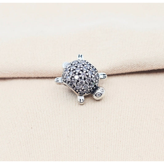 Pandora Sterling Silver S925 Sea Turtle Pave CZ Bead Charm