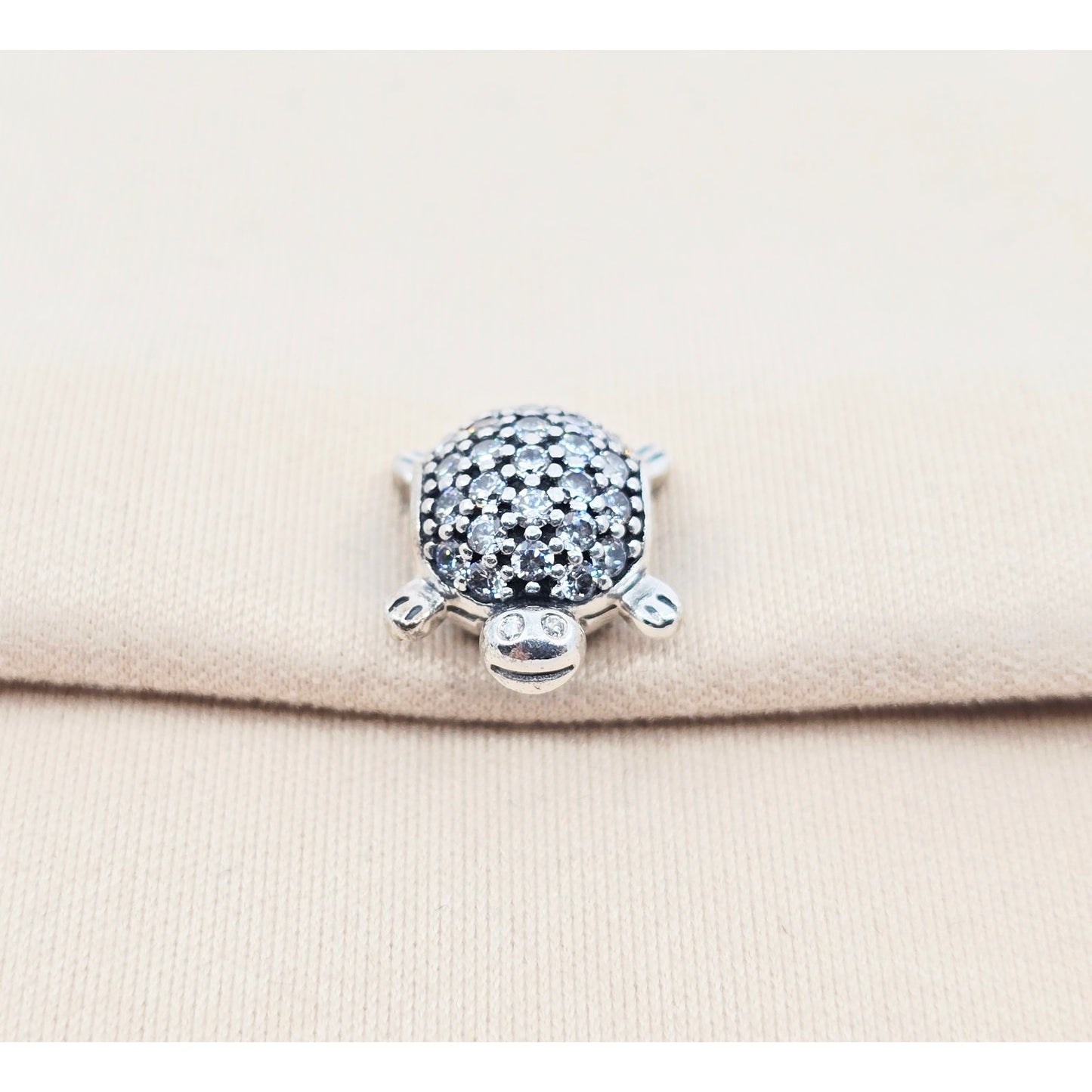 Pandora Sterling Silver S925 Sea Turtle Pave CZ Bead Charm