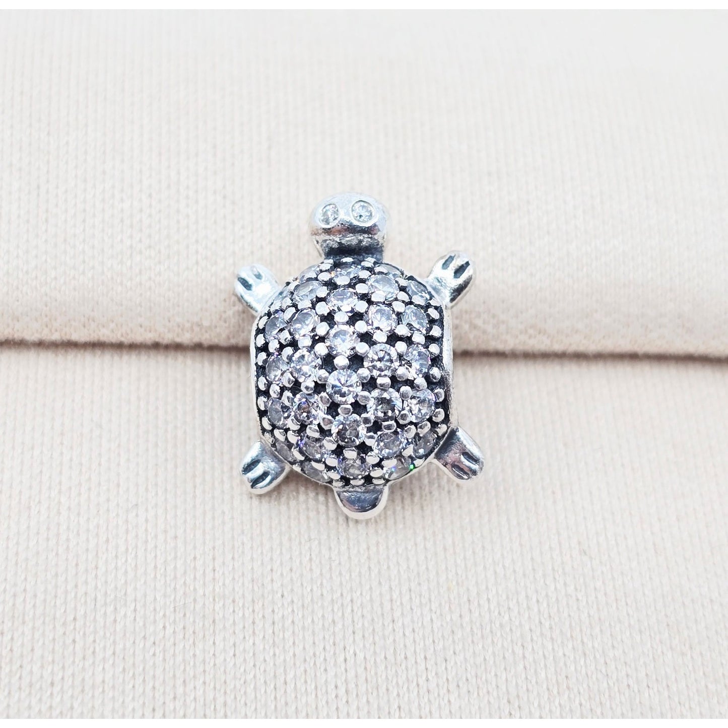 Pandora Sterling Silver S925 Sea Turtle Pave CZ Bead Charm