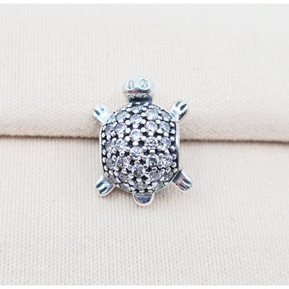 Pandora Sterling Silver S925 Sea Turtle Pave CZ Bead Charm