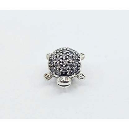 Pandora Sterling Silver S925 Sea Turtle Pave CZ Bead Charm