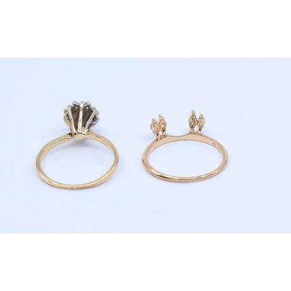 14K Yellow Gold Diamond Ring Jacket & Ring