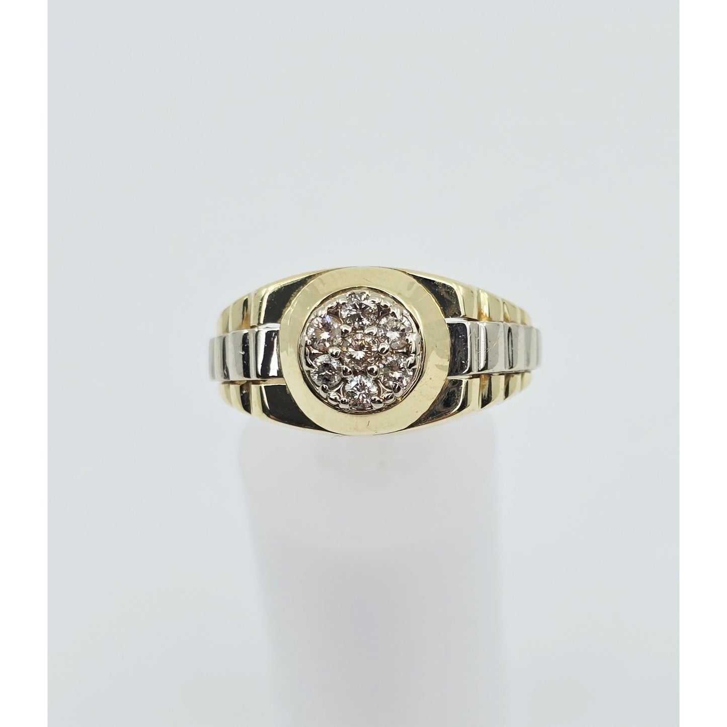 14K Two Tone Gold Rolex Style Diamond Ring