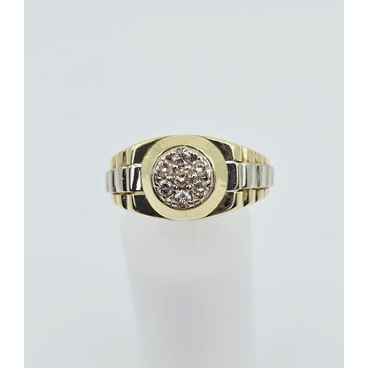14K Two Tone Gold Rolex Style Diamond Ring