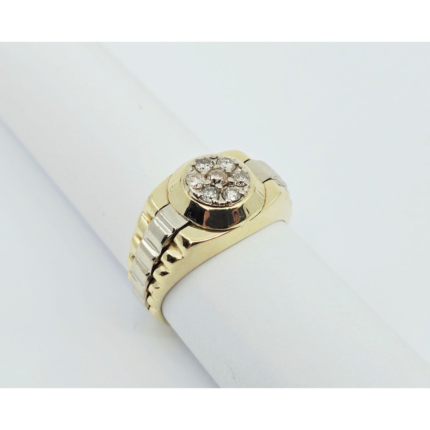 14K Two Tone Gold Rolex Style Diamond Ring