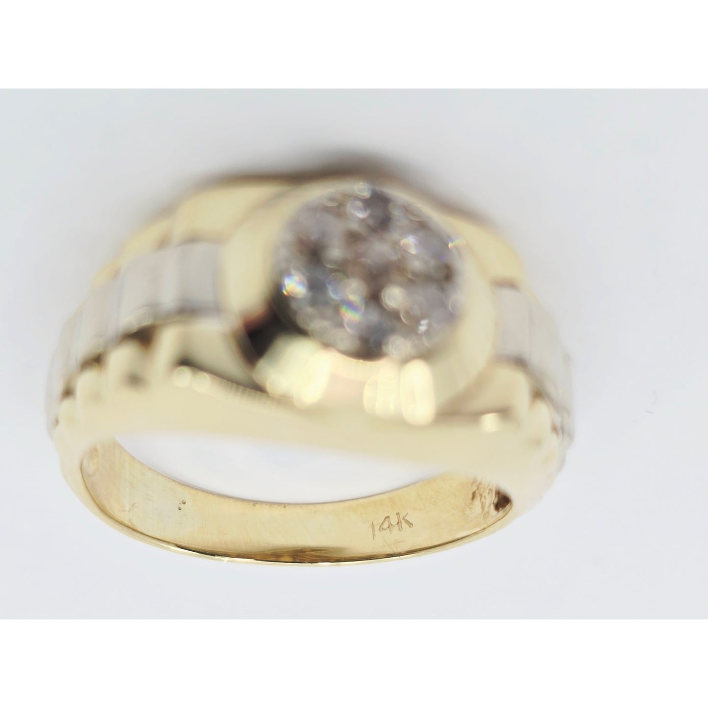 14K Two Tone Gold Rolex Style Diamond Ring