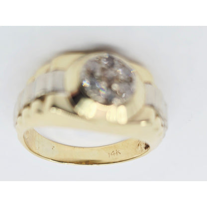 14K Two Tone Gold Rolex Style Diamond Ring