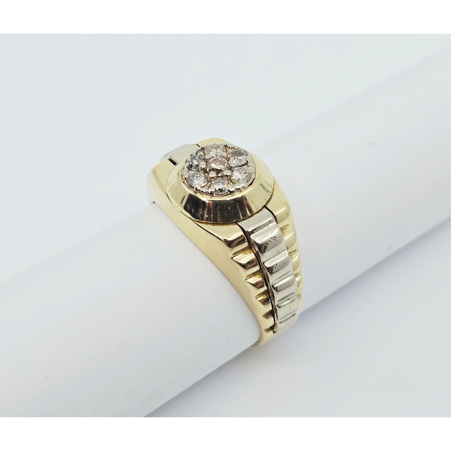14K Two Tone Gold Rolex Style Diamond Ring
