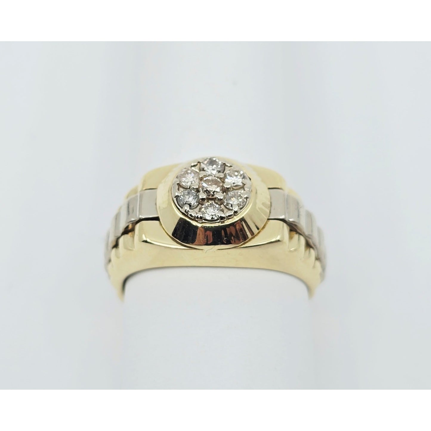 14K Two Tone Gold Rolex Style Diamond Ring