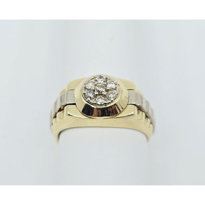 14K Two Tone Gold Rolex Style Diamond Ring