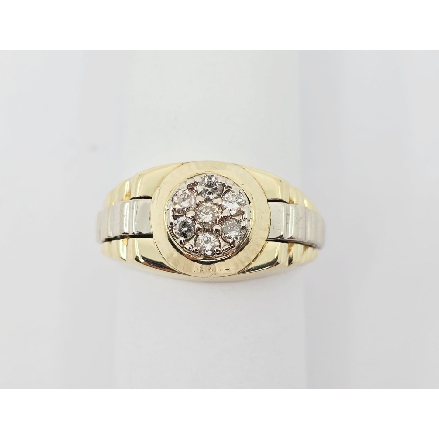 14K Two Tone Gold Rolex Style Diamond Ring