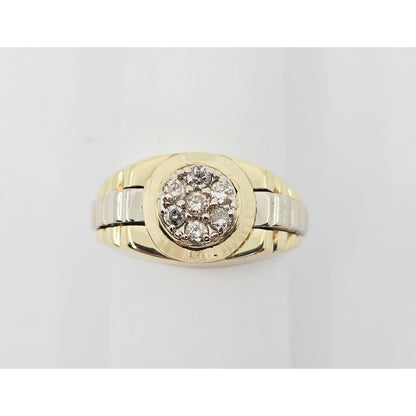 14K Two Tone Gold Rolex Style Diamond Ring