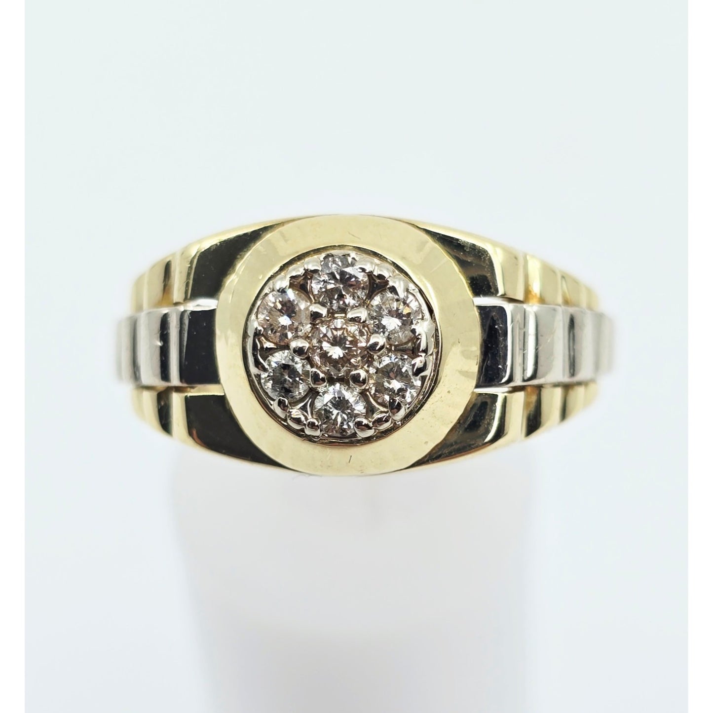 14K Two Tone Gold Rolex Style Diamond Ring