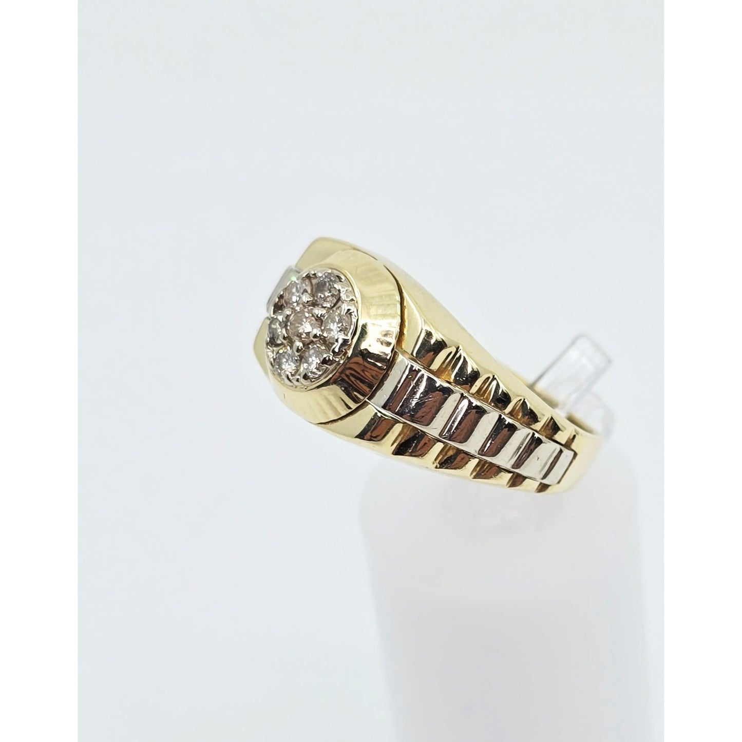 14K Two Tone Gold Rolex Style Diamond Ring