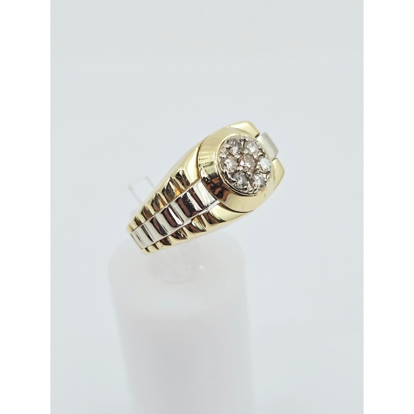 14K Two Tone Gold Rolex Style Diamond Ring