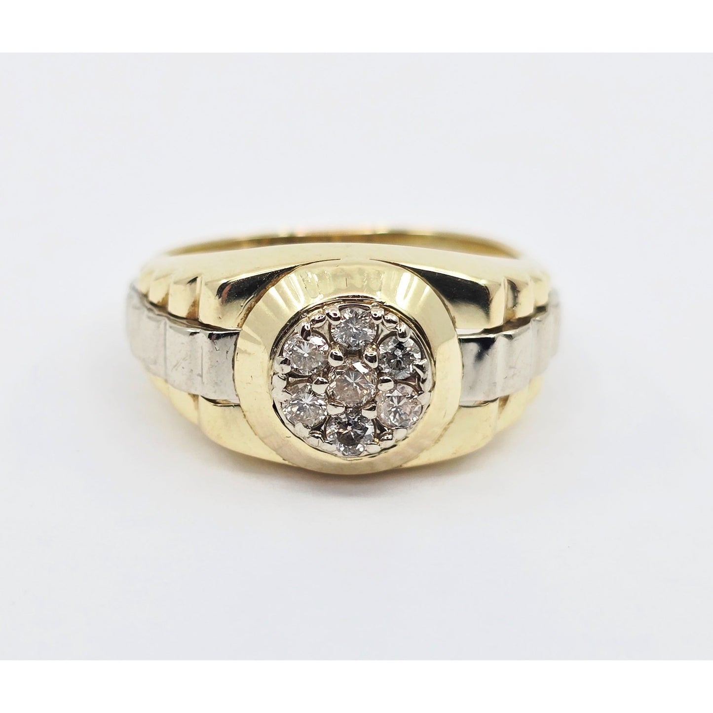 14K Two Tone Gold Rolex Style Diamond Ring