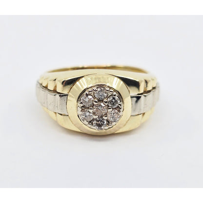14K Two Tone Gold Rolex Style Diamond Ring